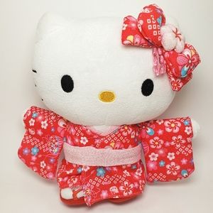 Sanrio Hello Kitty Plush Pink Red Kimono